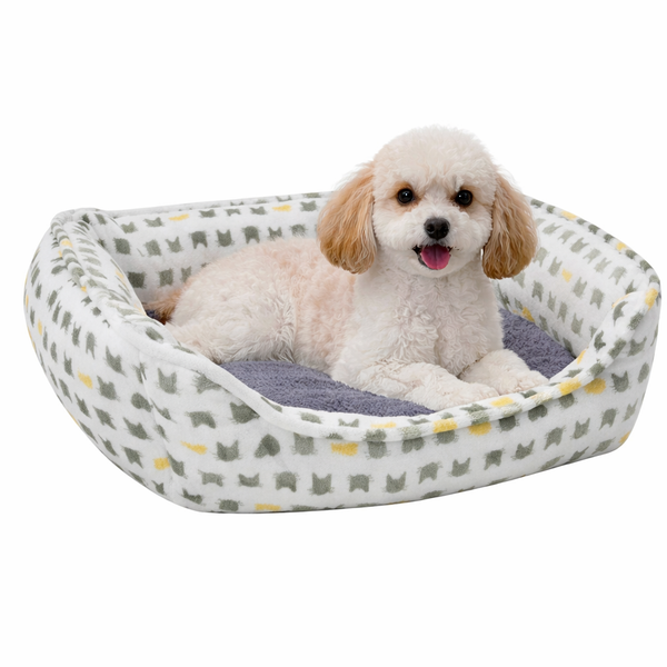 AIWIKIDE Dog Sofa Bed Anti-Anxiety Puppy Cuddler Bed for Puppy Dog & Cat Rectangle Washable Bed with Grey Mattress Extra Small …